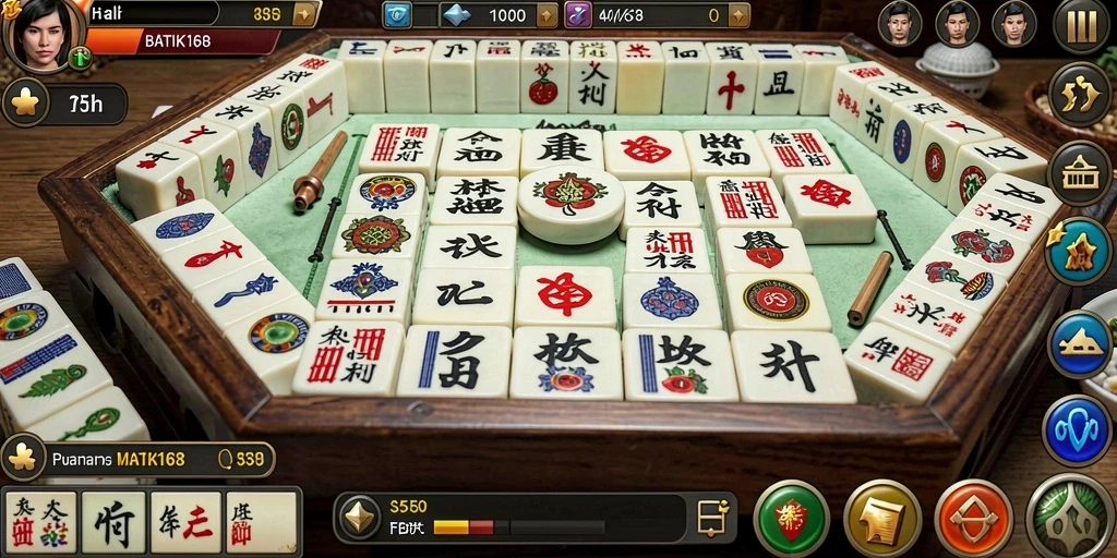 Tampilan gameplay seru di BATIK168 dengan nuansa Mahjong.