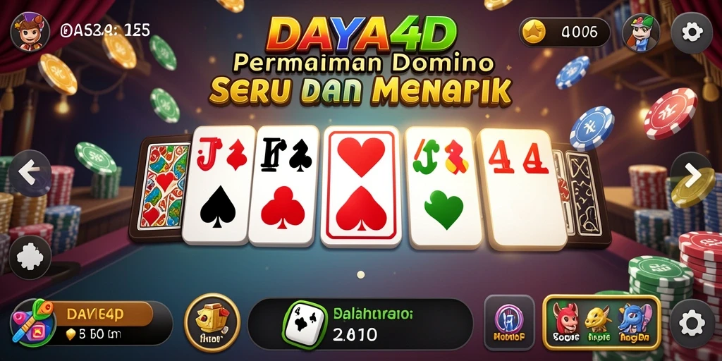 Screenshot utama DAYA4D menunjukkan gameplay Domino yang seru dan interaktif.