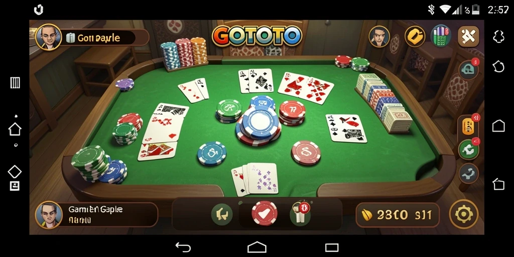 Tampilan gameplay GOTOTO dengan kartu Gaple yang menarik.