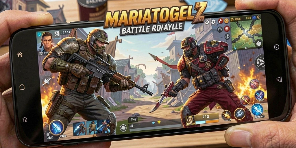 Screenshot gameplay seru MARIATOGEL di medan perang Battle Royale.