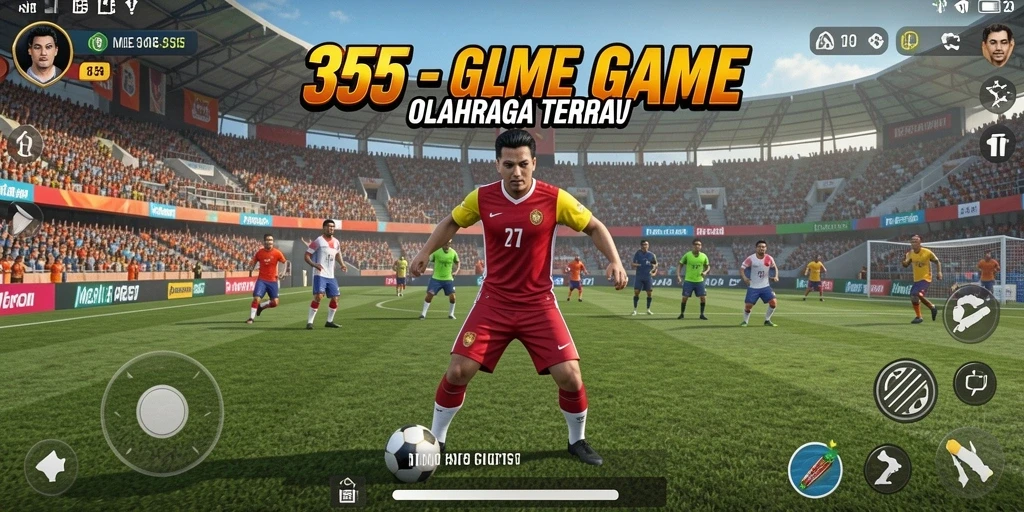 Screenshot gameplay ME355 dengan aksi seru dalam pertandingan olahraga.