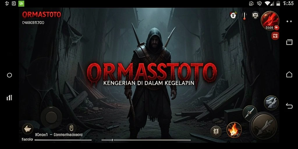 Tampilan gameplay mencekam dengan suasana yang menakutkan.