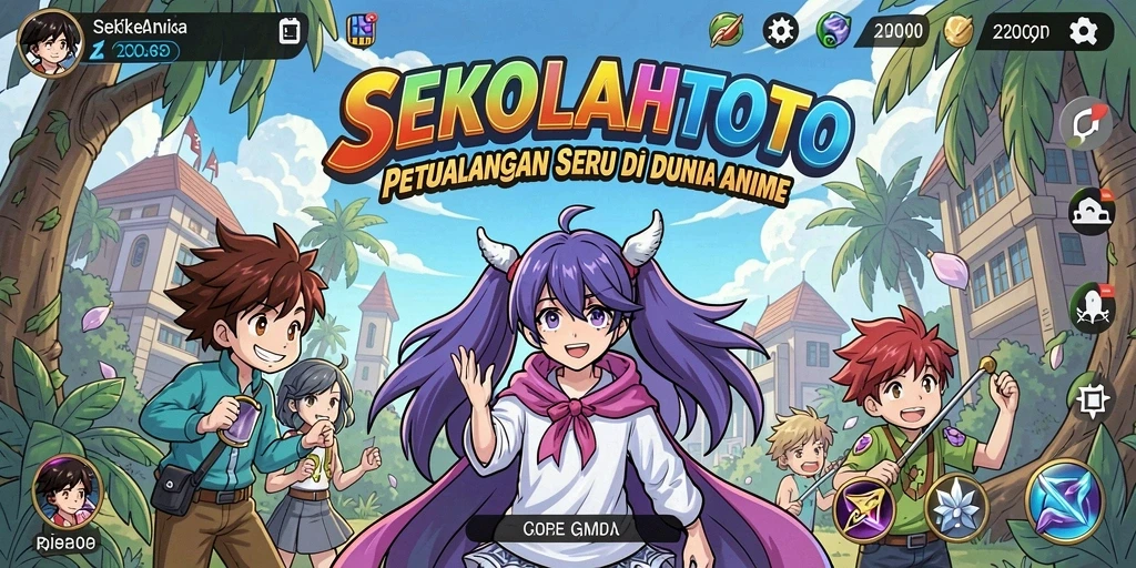 Tampilan gameplay seru di SEKOLAHTOTO dengan karakter anime yang menarik.