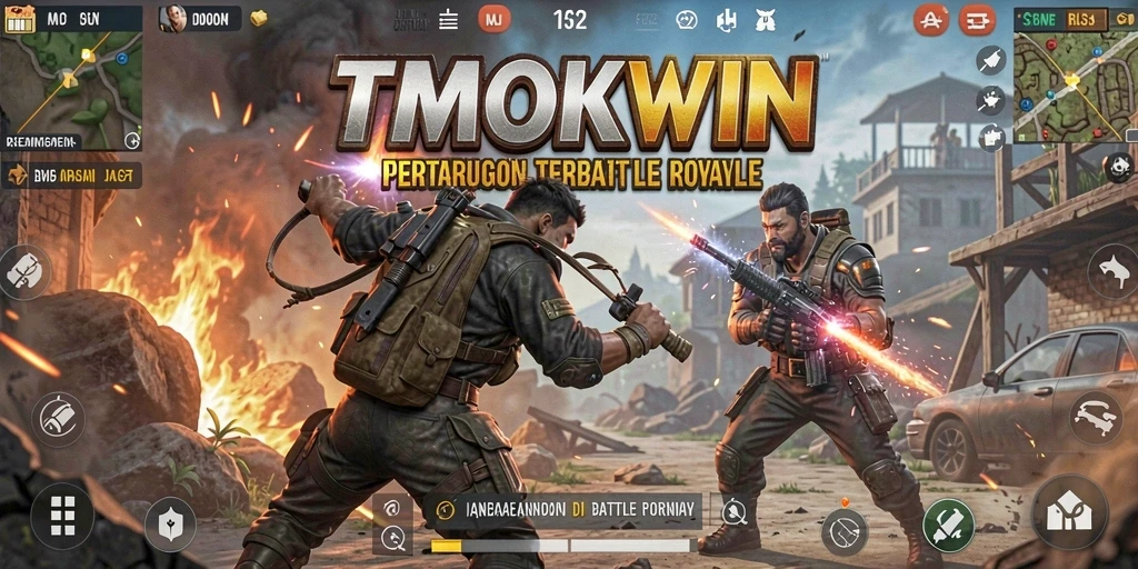 Tampilan gameplay TMOKWIN yang mendebarkan dalam Battle Royale.