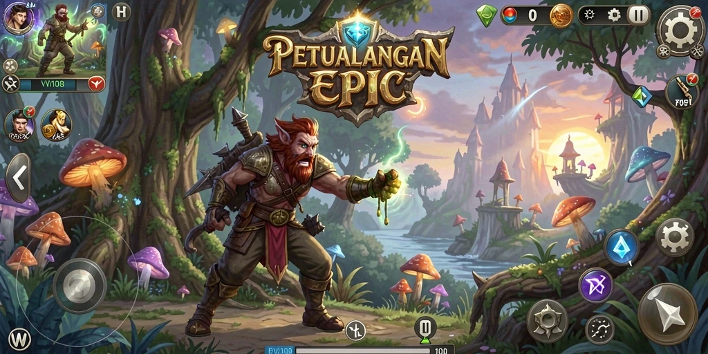 Screenshot gameplay VW108 dengan karakter dan lanskap yang menakjubkan.